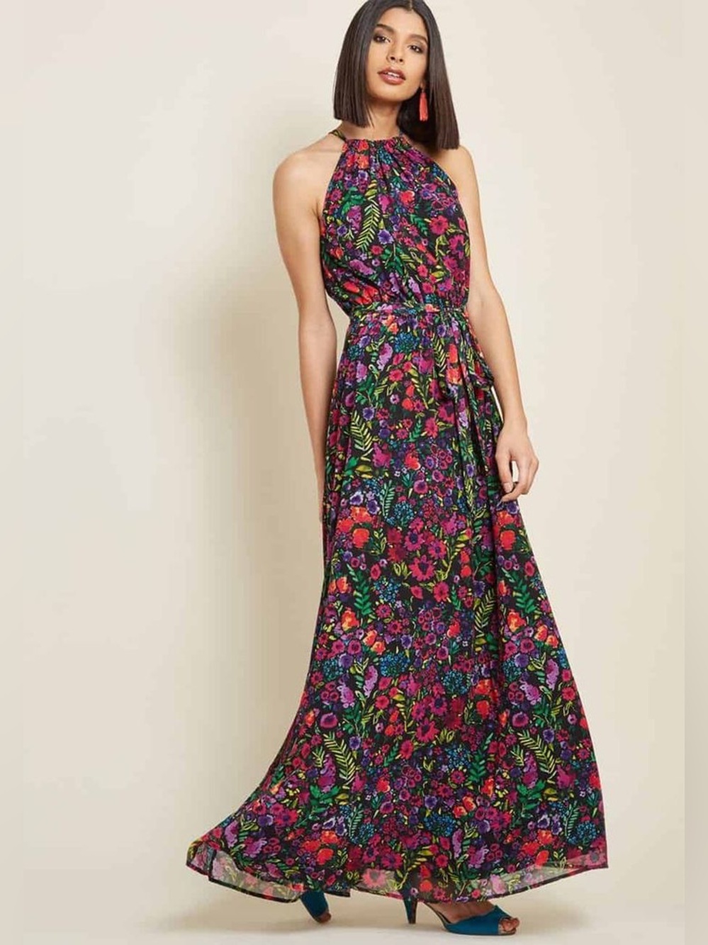 ModCloth Illuminated Elegance Chiffon Maxi Dress Large